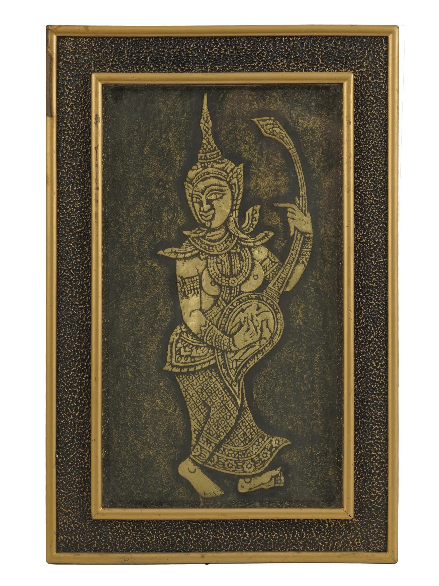 MID CENTURY THAI TEMPLE RUBBING OF BLACK MUSICIAN PIC-0